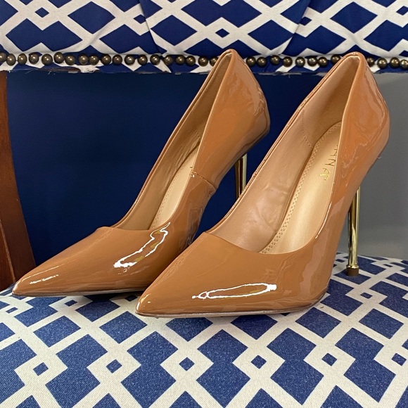 Cognac brown gold pointed classic high heel pumps sz 10 - Picture 6 of 8